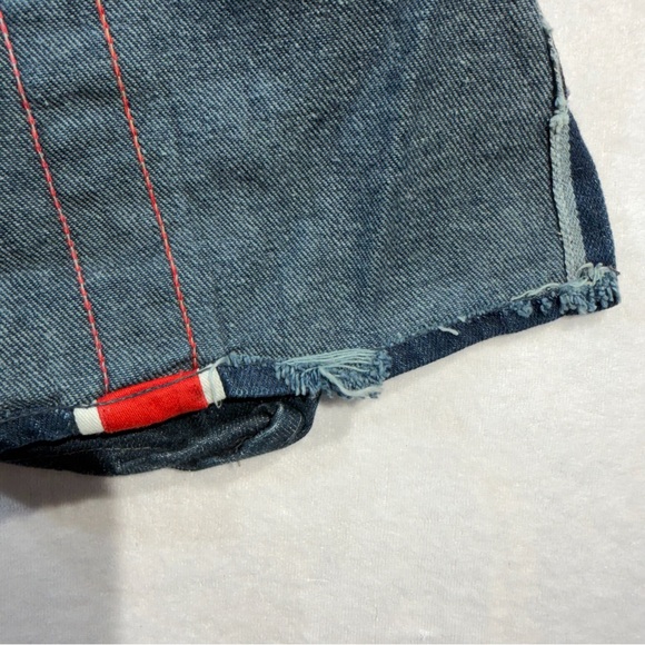 Vintage 60’s Cafe Racer Denim Moto Jacket with Red Stripe - Picture 2 of 6